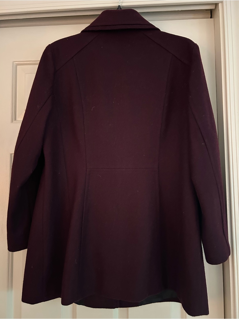 London Fog Women's Plum Wool-Blend Button Coat - Picture 2 of 4